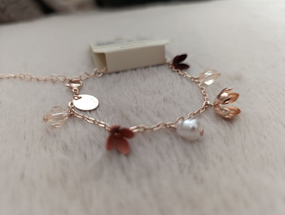 Bransoletka Lovisa kwiaty perełka rosegold