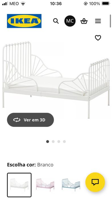 Cama ikea individual branca,  tipo cama antiga de ferro