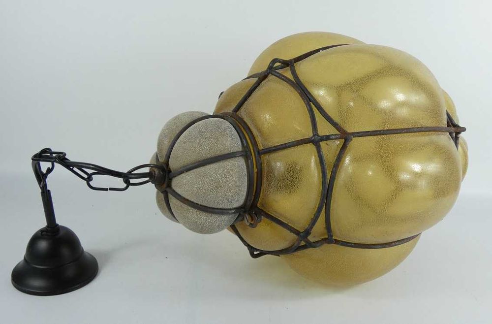 MEGA MIODOWA Lampa wisząca metal szkło - MURANO żyrandol