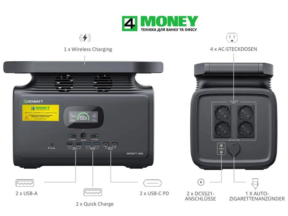 ПОВЕРБАНК станция INFINITY 1500 / 2000W Оригинал, Европа розетки 220
