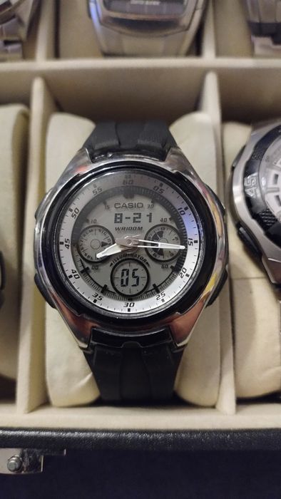 Casio AQ-163W-1B1VEF – analogowo-cyfrowy, 100M, Yacht Timer, World Time