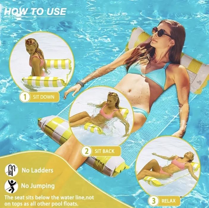 Hamak dmuchany basenowy 4w1