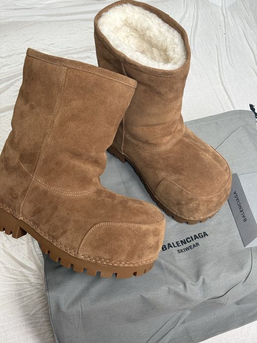 Balenciaga Brown Suede Alaska Fur Boots Mid