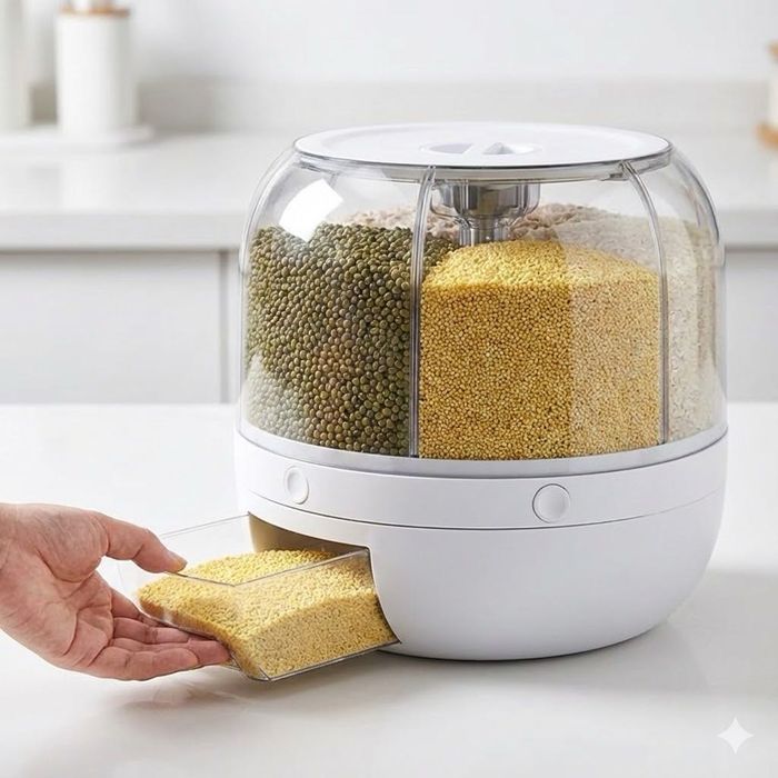 DUŻY 3,5L Pojemnik do żywności obrotowy  do ryżu płatków do kuchni