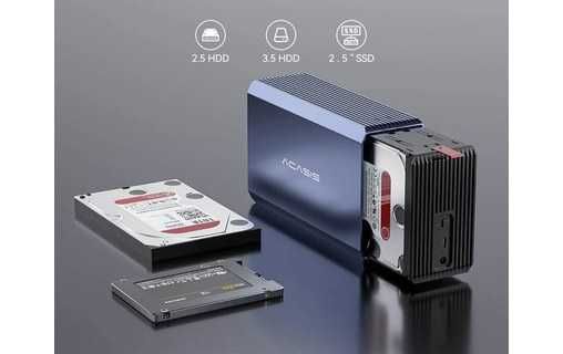 Acasis RAID Case EC-7352 2  USB-C e USB-A - Para discos de 2,5"/3.5"