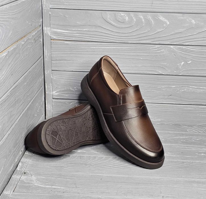 Кожаные мужские черные коричневые туфли лоферы ТМ Bumer / Бумер!