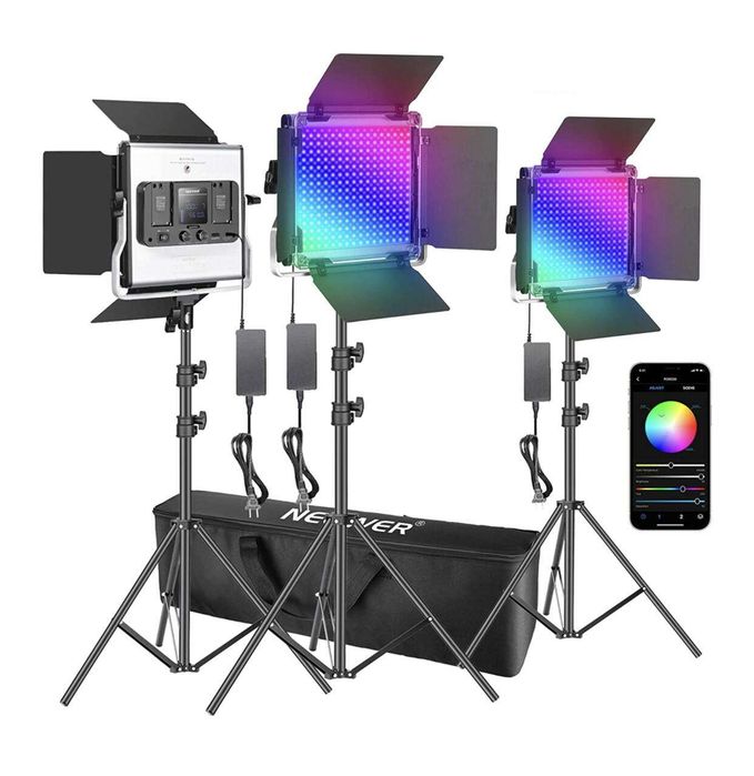 3x Lampa LED RGB NEEWER RGB530 45W 3200-5600K APP