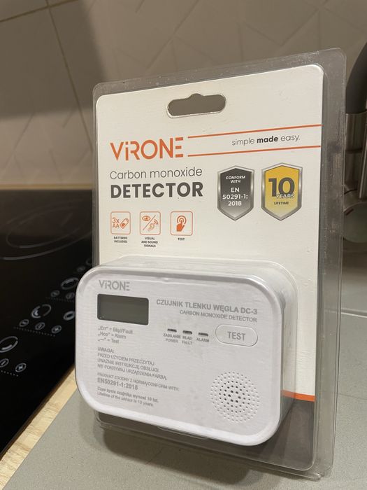 NOWY czujnik detektor tlenku węgla DC-3 Virone bezprzewodowy
