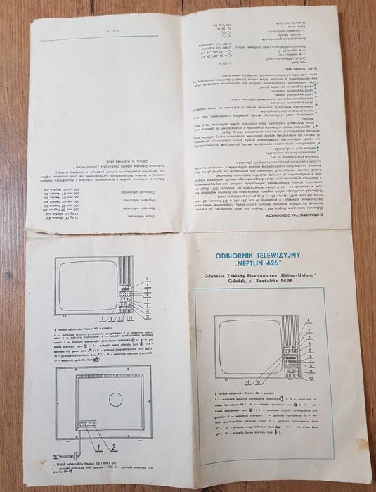Neptun 626 426 Instrukcja Obsługi Schemat Gwarancja z 1978r.