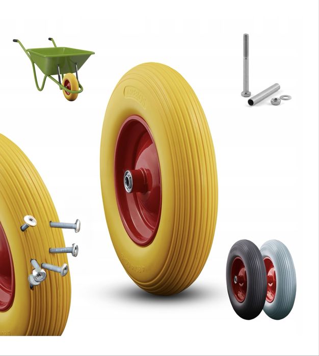 Koło do taczki z litej gumy PU / fi 390mm