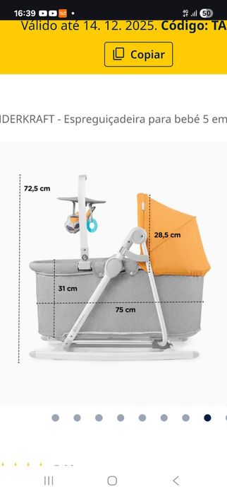 Kinderkraft espreguicadeira/berço para bebé