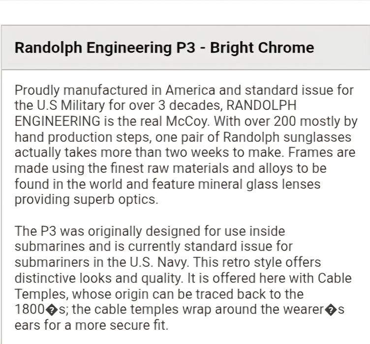 Óculos de Sol Randolph Engineering originais