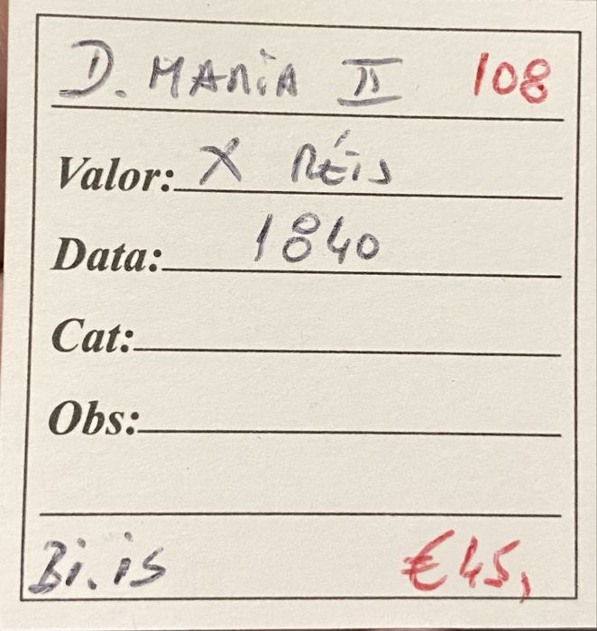 Moeda  108 - X Reis D MARIA II - 1840