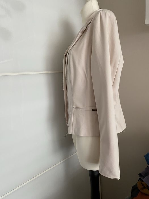 44 Beżowy Blazer Marynarka BB Klasyczna Do Pracy Elegancka