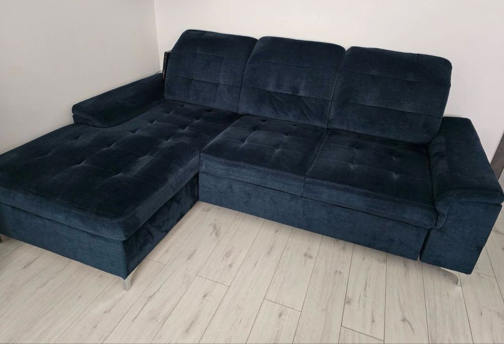 Narożnik lewostronny Ariado rozkładany z pojemnikiem welurowy