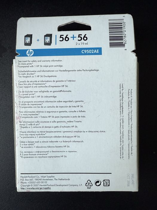 Oryginalny tusz Hp 2-pak czarny 56 C9502AE 2 x 19 ml drukarka laserowa