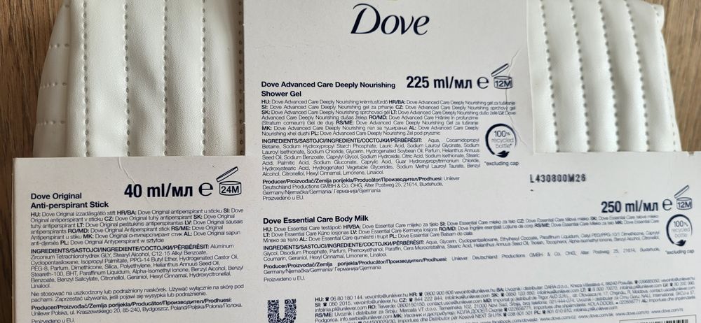 Zestaw kosmetyków Dove kosmetyczka balsam żel dezodorant okazja cenowa