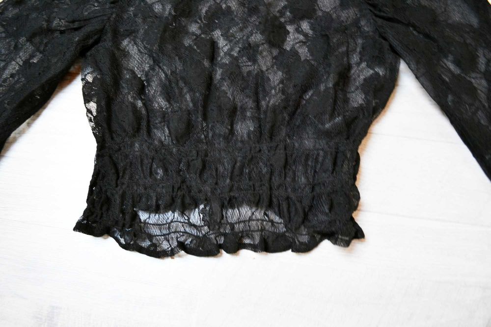 H&M bluzka w koronkę czarna S goth style