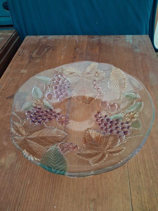 Prato de Servir Vintage em Vidro Soga Japan – Frutos em Relevo