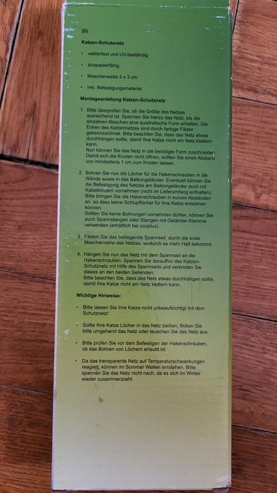 Siatka ochronna dla kota  na balkon/ okno 3x2m