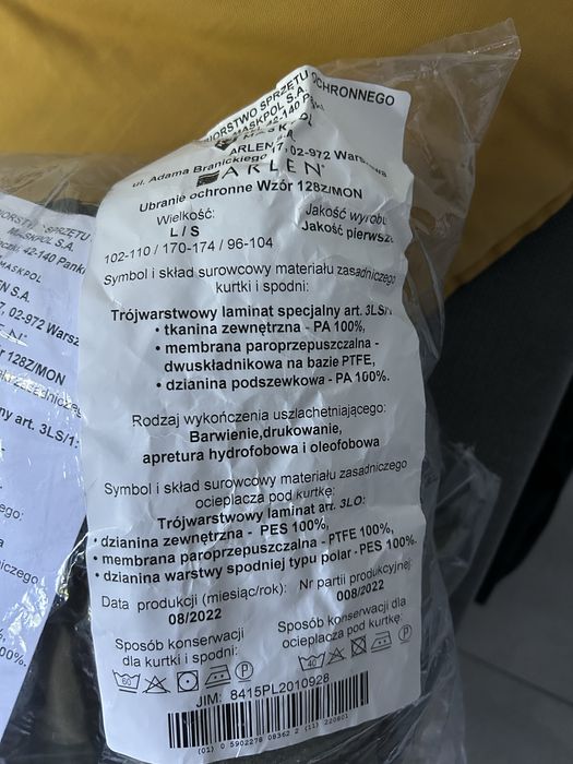 Kurtka i spodnie ochronne