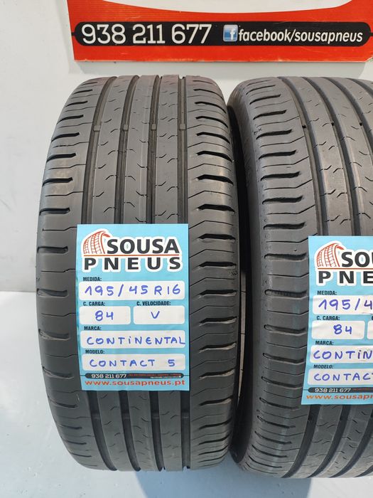 2 pneus semi novos 195-45R16 Continental - Oferta dos Portes