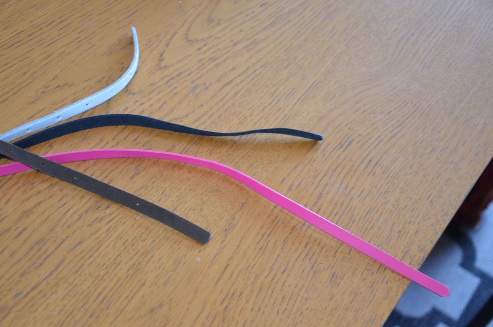 4 szt. zestaw pasków 123 cm róż/biel/brąz