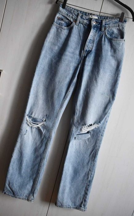 Spodnie dżinsowe 36 S jeansowe boyfriend luźne proste dżinsy jeansy
