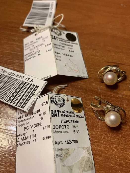 Золотые серьги и кольцо