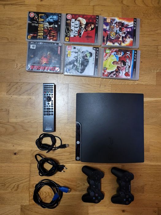 playstation 3 slim 32GB 2x pad + pilot + 3x kabel + gry // PS3 CECH 2504B, 0C, JSD-001