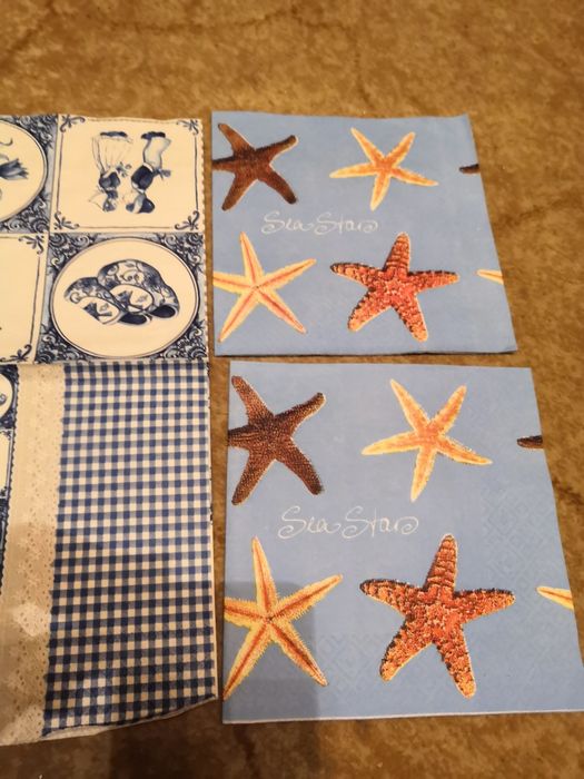 6 szt serwetek do decoupage motywy marynistyczne i niebieskie