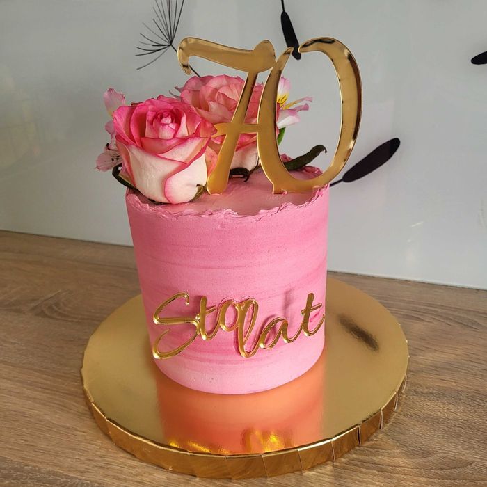 Topper dekoracja dowolna liczba na tort złota pleksi lustrzana 10cm