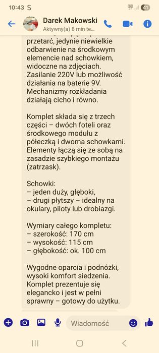 Komplet wypoczynkowy elektryczny