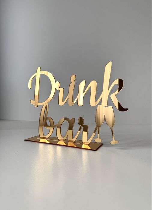 Tabliczka na stół drink bar pleksi lustrzane wesele dekoracje sali