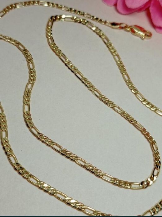 Розкішна позолочена цепочка, плетіння фігаро/картьє