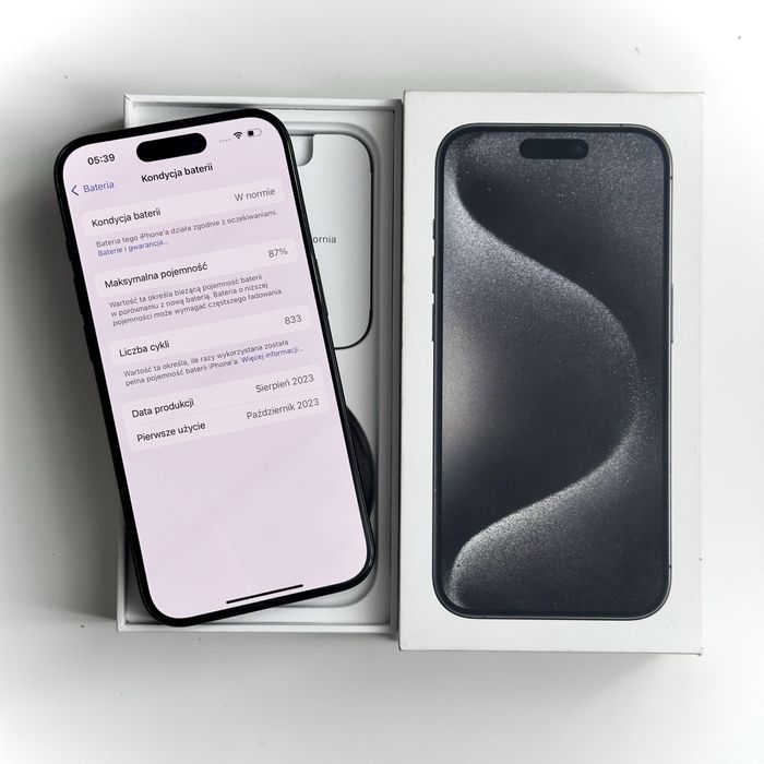 IPhone 15 Pro 128gb Czarny - BATERIA 87% - W PEŁNI SPRAWNY