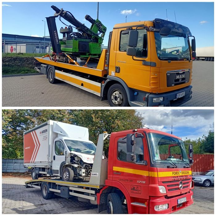 AutoLaweta Holowanie Laweta Transport maszyn ciągników wózków koparek