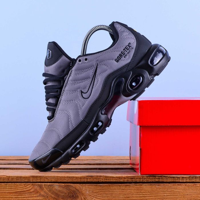 (2190) Термо Зимові Чоловічі Кросівки Nike Air Max TN сірі з чорним