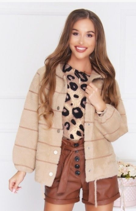 Piekna bezowa alpaka z kapturem 38 40 kurtka plaszcz jesienny welna 36