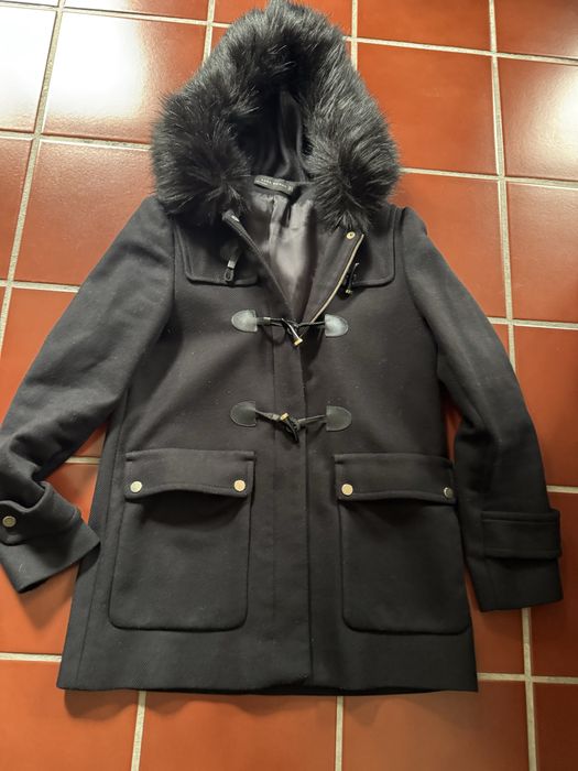 Casacos fazenda com capuz e pelo loja zara