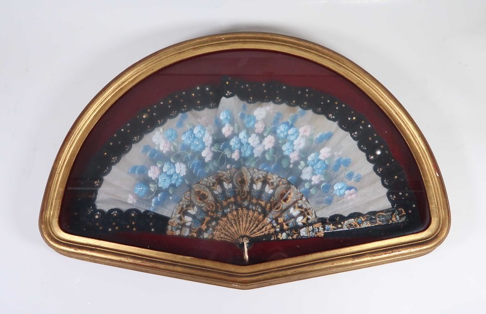 Leque antigo emoldurado