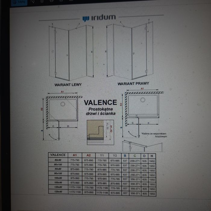 Kabina prysznicowa prawa 90x80 czarna nowa z Leroy