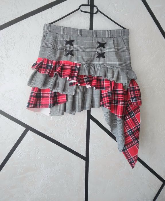 Custommade spodniczka w kratkę asymetryczna