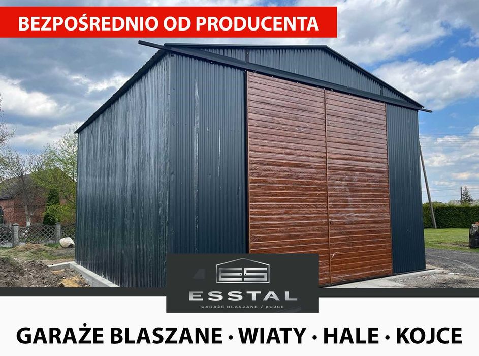GRAFITOWY Garaż Blaszany | Przesuwna Brama | Wiaty , Hale | - ESSTAL*