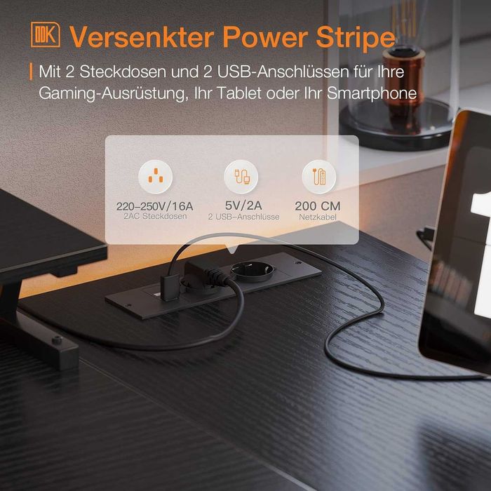 Nowe czarne narożne biurko / stół / blat / ODK / USB / 150CM !W302!