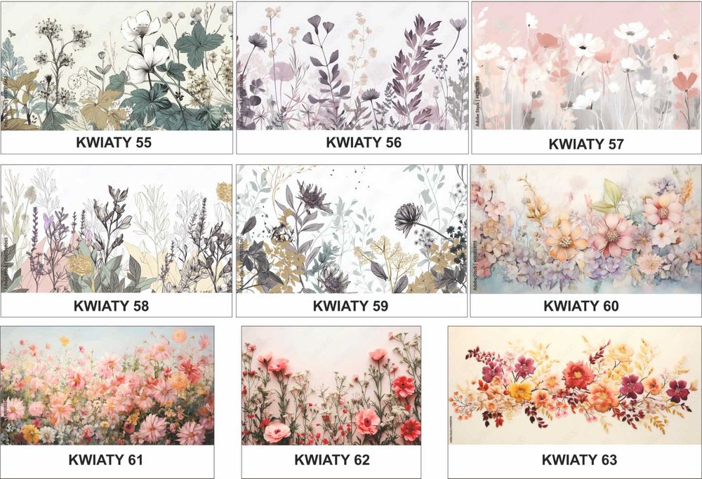 Żywe intensywne kolory grafiki kwiaty fototapeta na wymiar