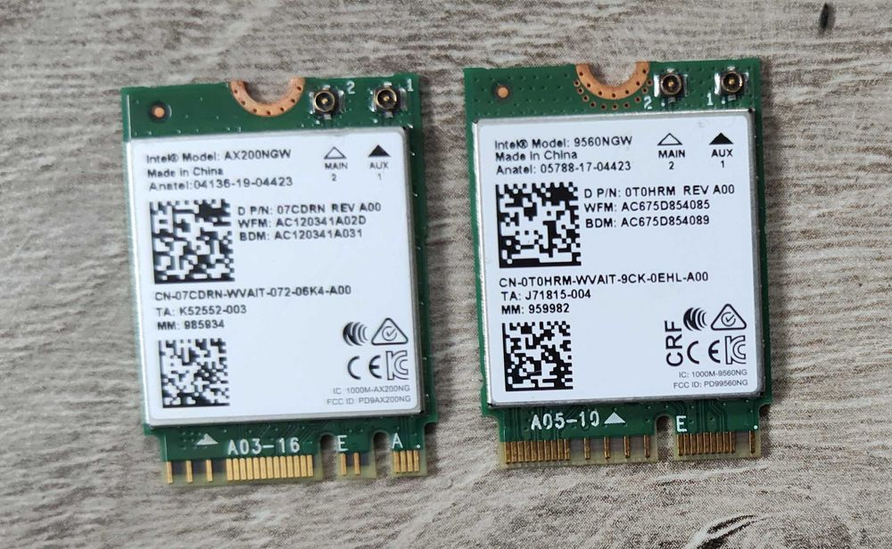 Wi-Fi Intel AC7260, AC7265, 8260, 8265, 9560, AX200, AX201, Apple