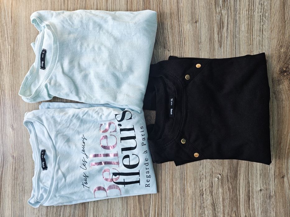 Bluzka koszulka top długi rękaw sinsay xl 42 3 sztuki czarna biała