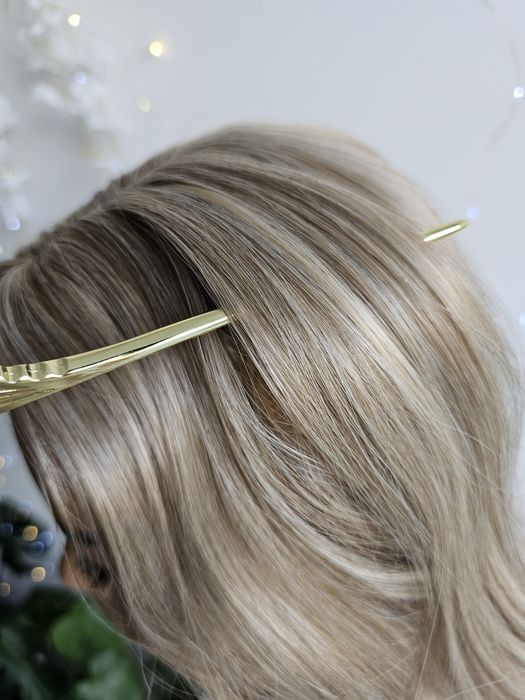 Topper tupet Ewa szampański blond 40-43 cm zagęszczenie włosów