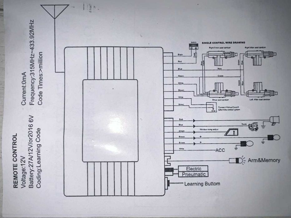 Комплект центральных замков с дистанционным управлением 2 пульта